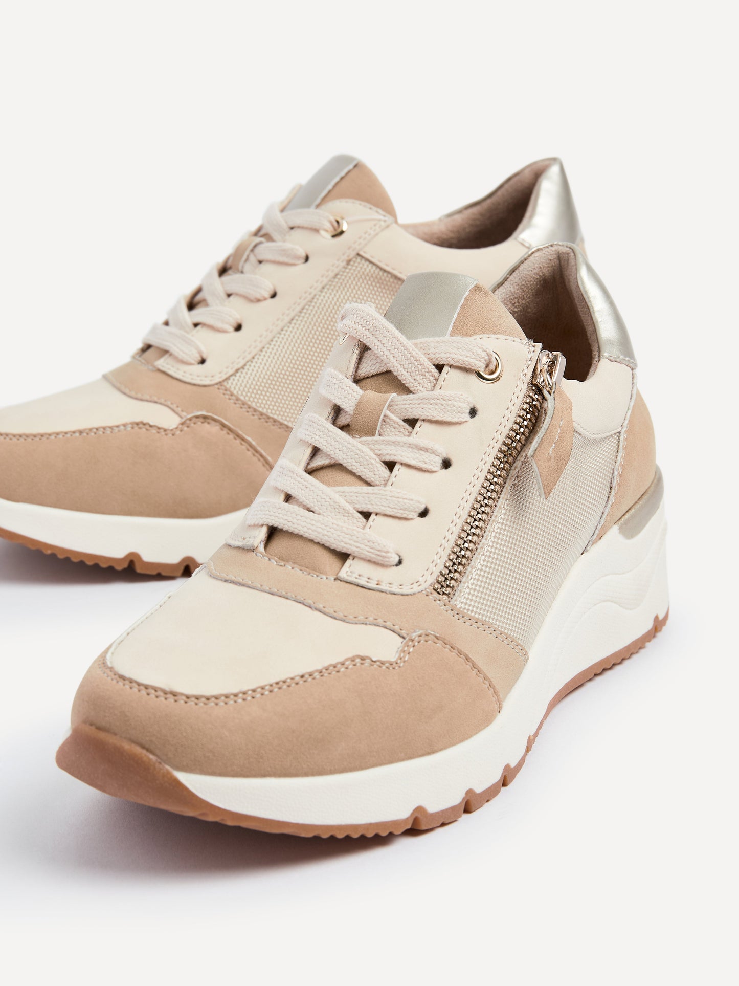 Luca Nude Wedge Trainers