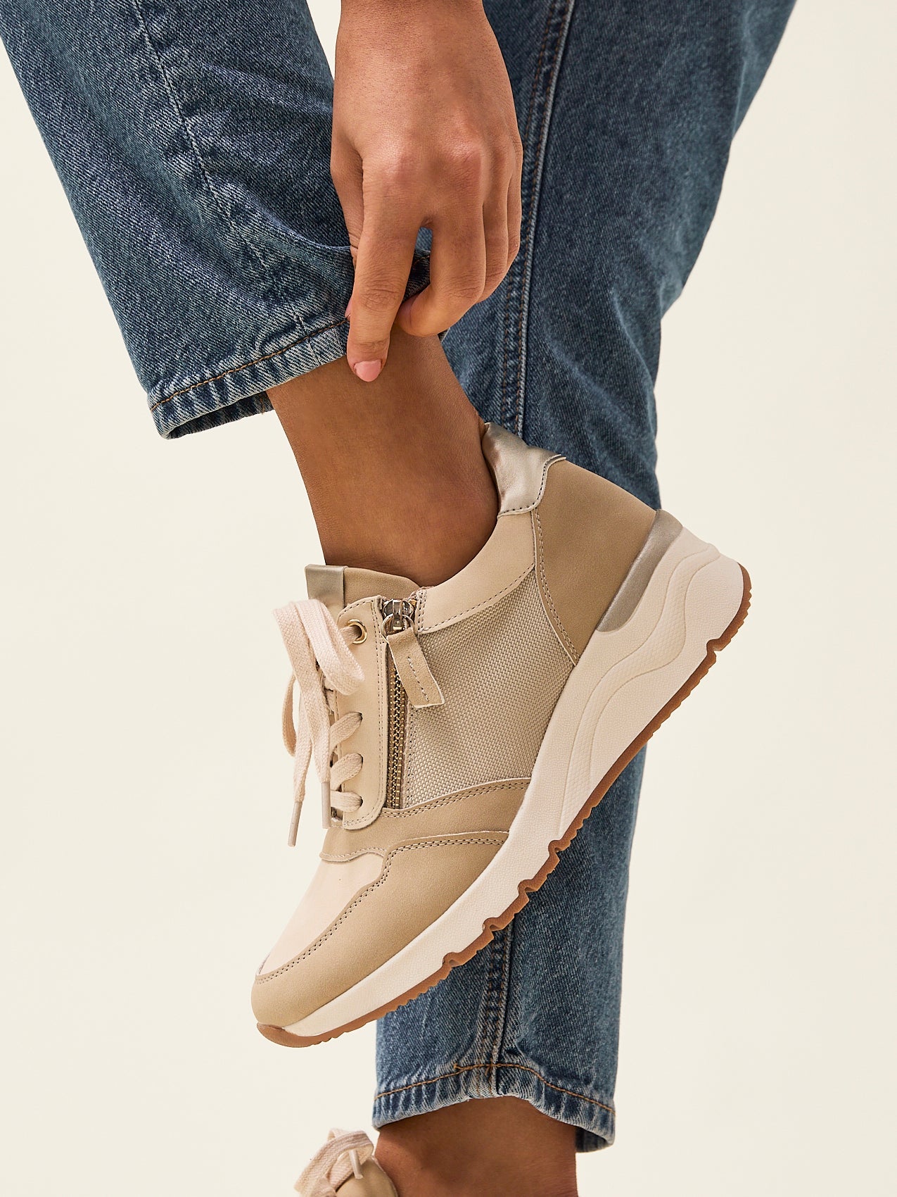 Luca Nude Wedge Trainers