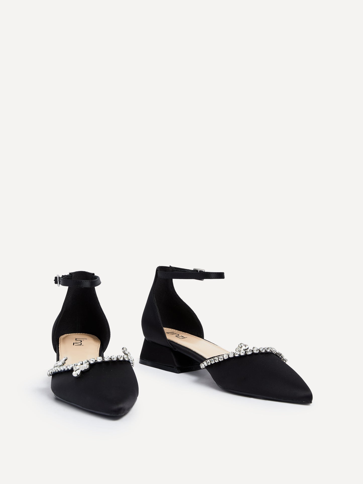 Lucia Black Satin Low Court Heel