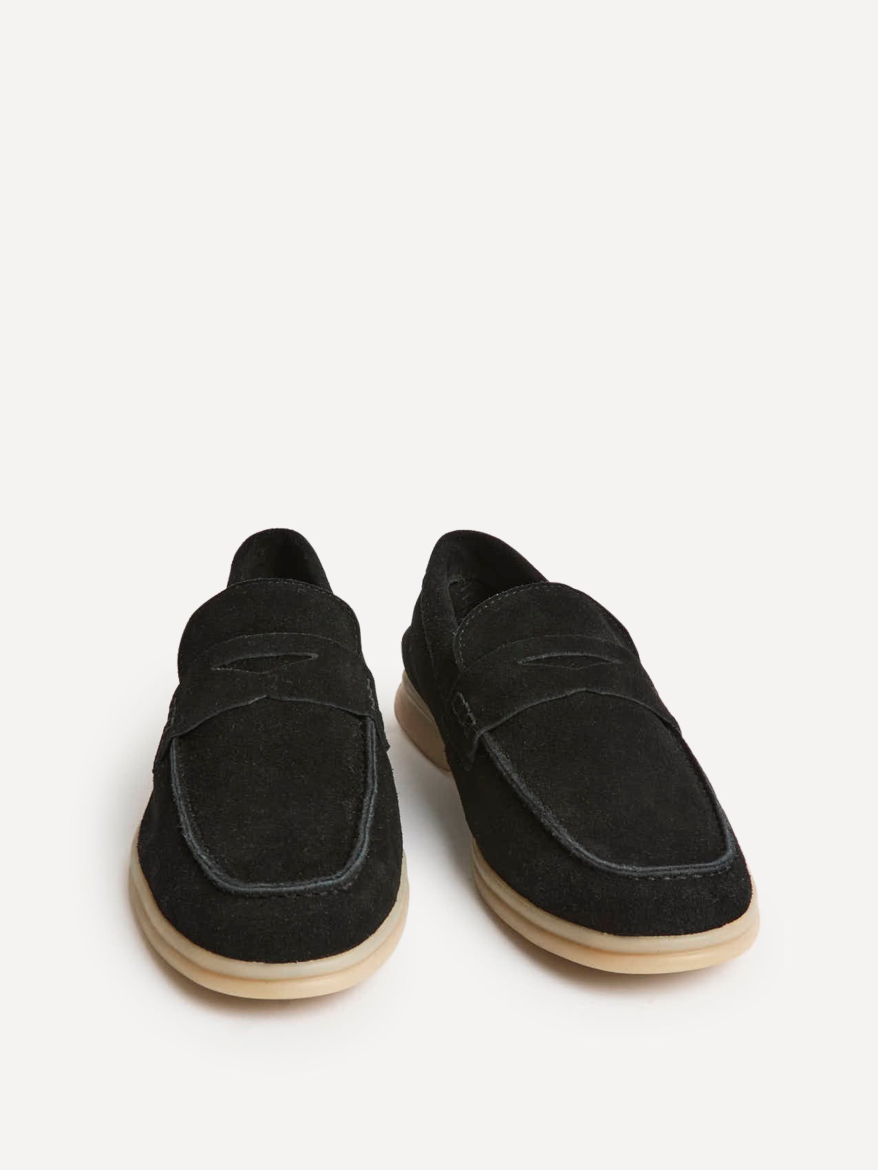 Luciano Mens Black Suede Leather Penny Loafers