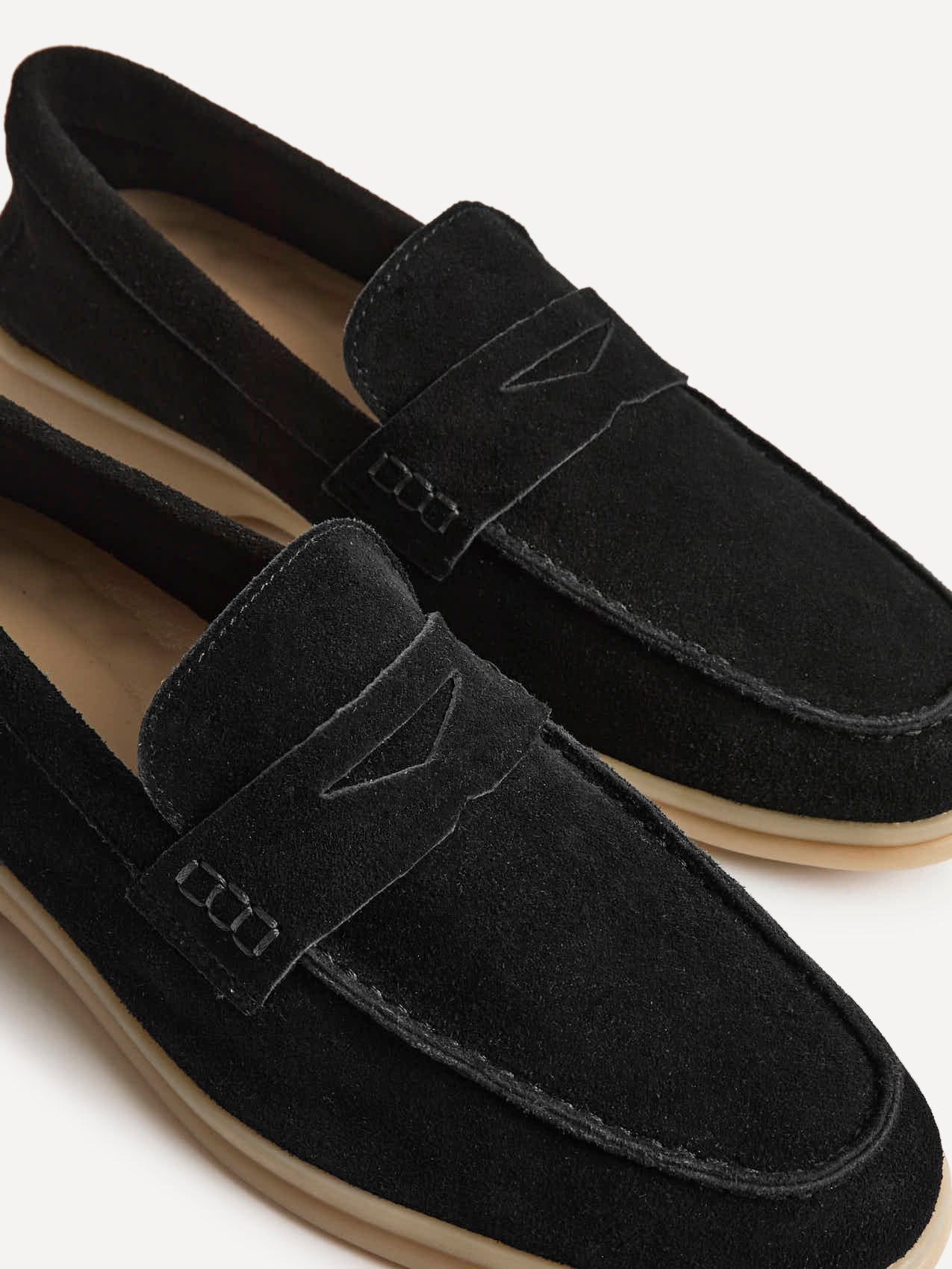 Luciano Mens Black Suede Leather Penny Loafers