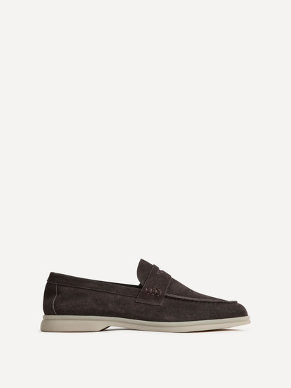 Luciano Mens Brown Suede Leather Penny Loafers