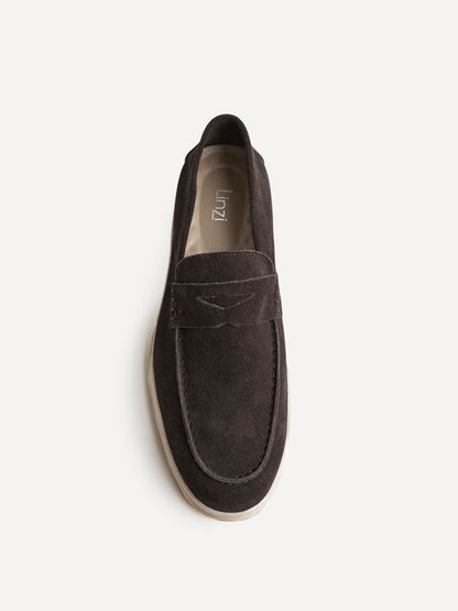 Luciano Mens Brown Suede Leather Penny Loafers