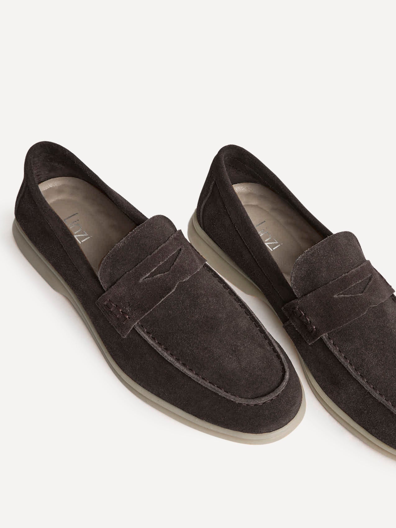Luciano Mens Brown Suede Leather Penny Loafers