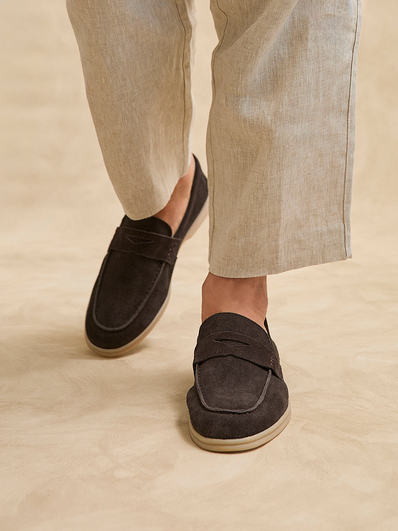 Luciano Mens Brown Suede Leather Penny Loafers