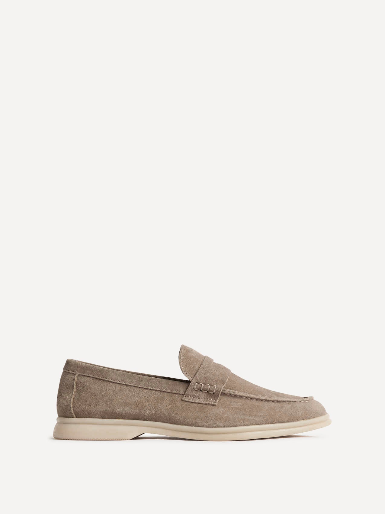 Luciano Mens Taupe Suede Leather Penny Loafers