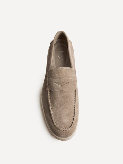 Luciano Mens Taupe Suede Leather Penny Loafers