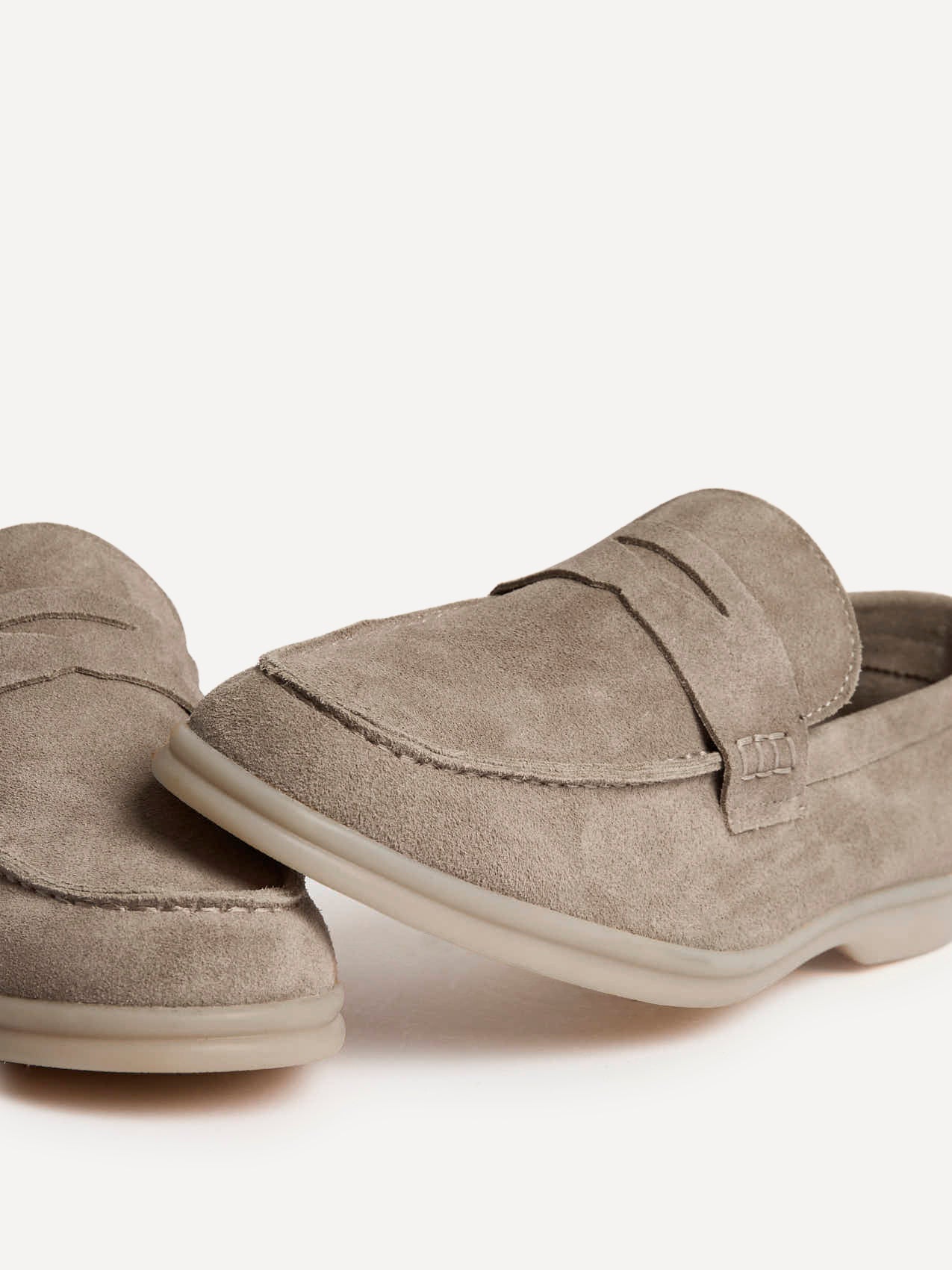 Luciano Mens Taupe Suede Leather Penny Loafers