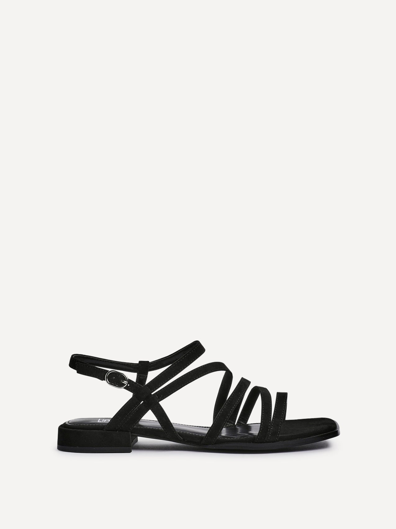 Lucie Black Mini Block Heel Strappy Sandals