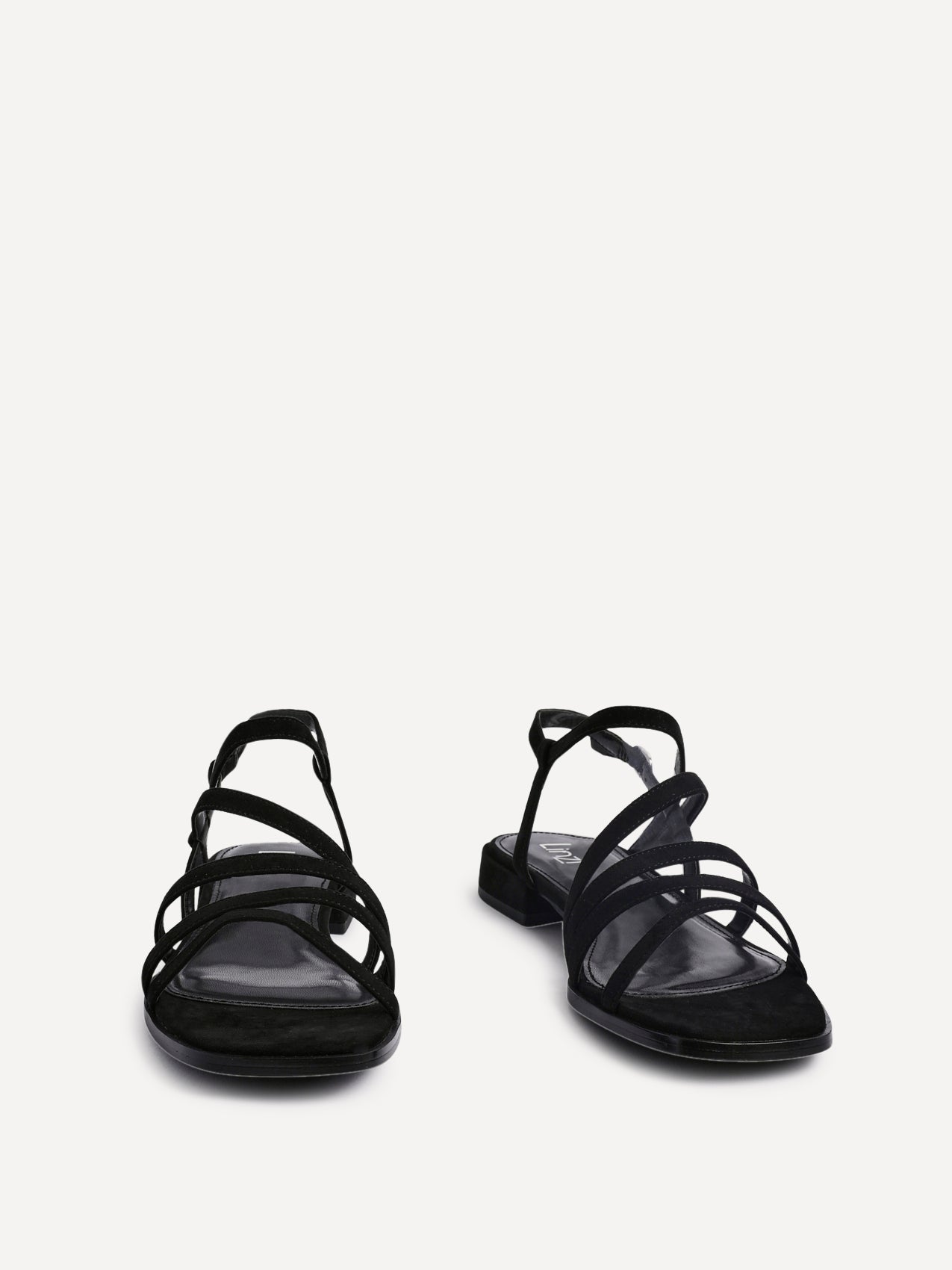 Lucie Black Mini Block Heel Strappy Sandals
