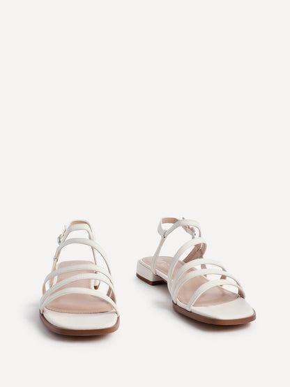 Lucie White Mini Block Heel Strappy Sandals