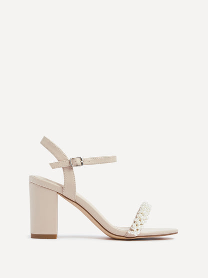 Lulu Nude Heels With Pearls