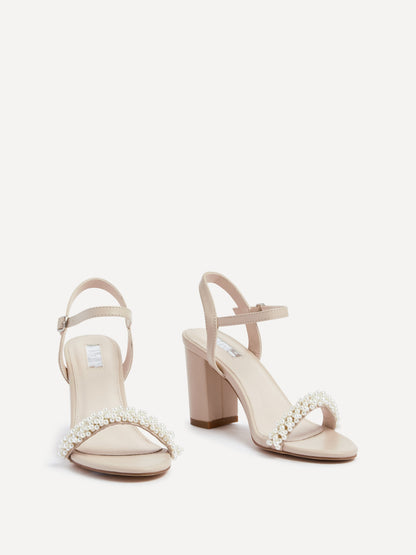 Lulu Nude Heels With Pearls