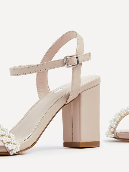 Lulu Nude Heels With Pearls