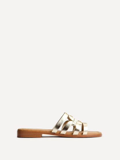 Lupita Gold Linked Flat Slider Sandals