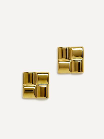 Lustre Gold Square Stud Earrings