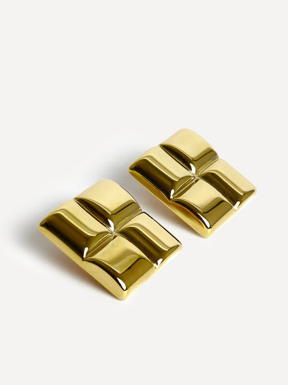 Lustre Gold Square Stud Earrings