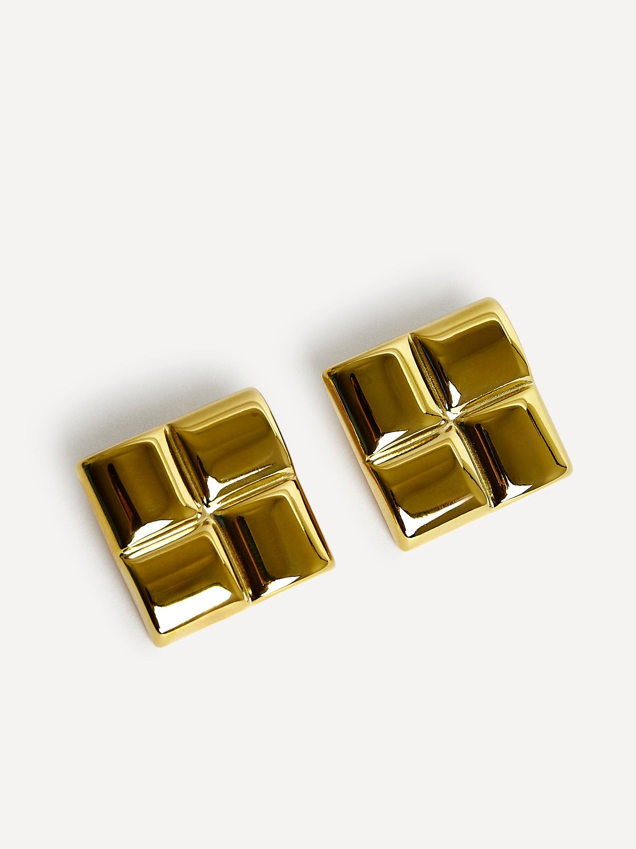 Lustre Gold Square Stud Earrings