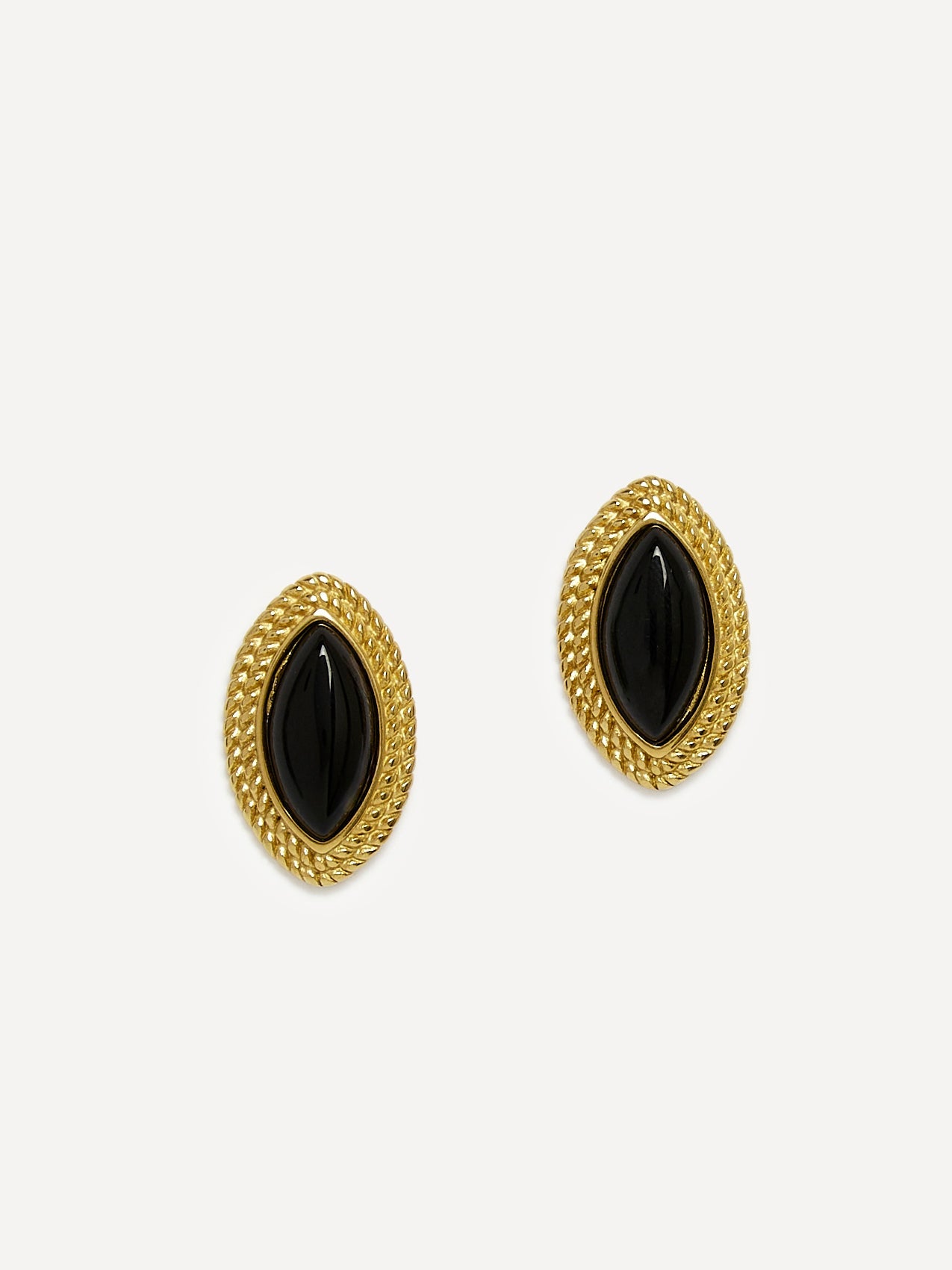 Lyla Black Oval Stud Earrings