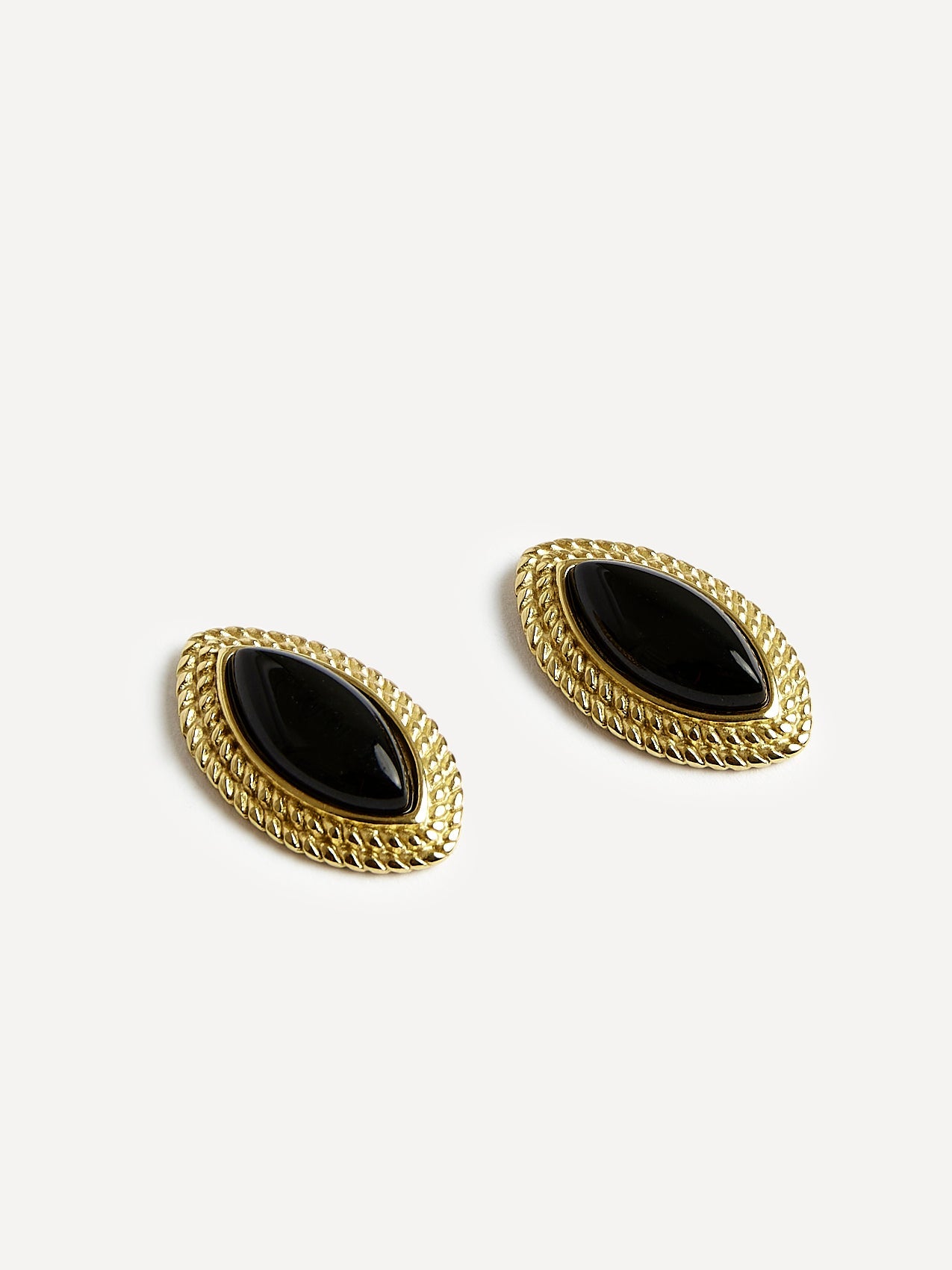 Lyla Black Oval Stud Earrings