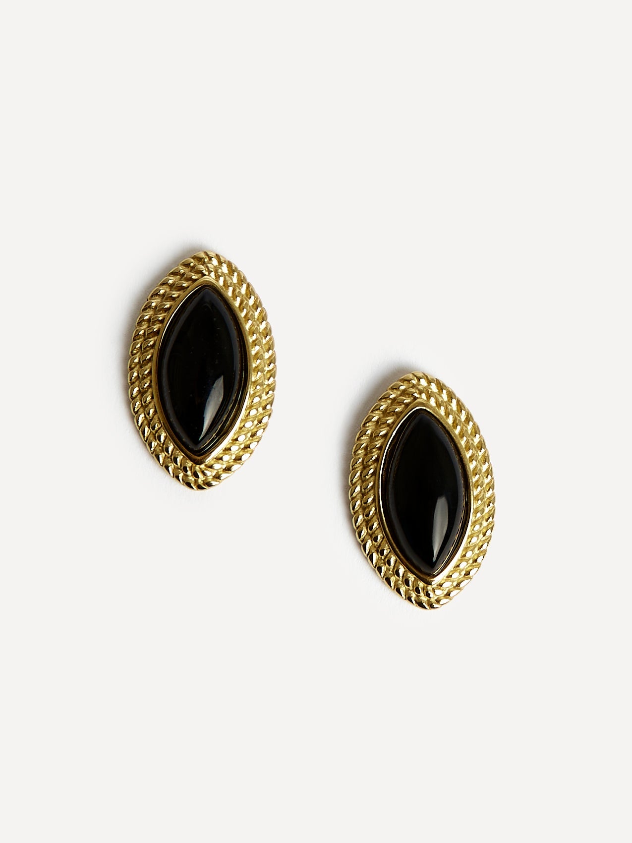 Lyla Black Oval Stud Earrings