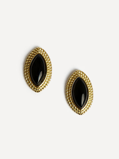 Lyla Black Oval Stud Earrings