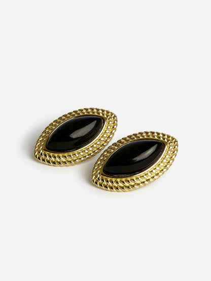 Lyla Black Oval Stud Earrings