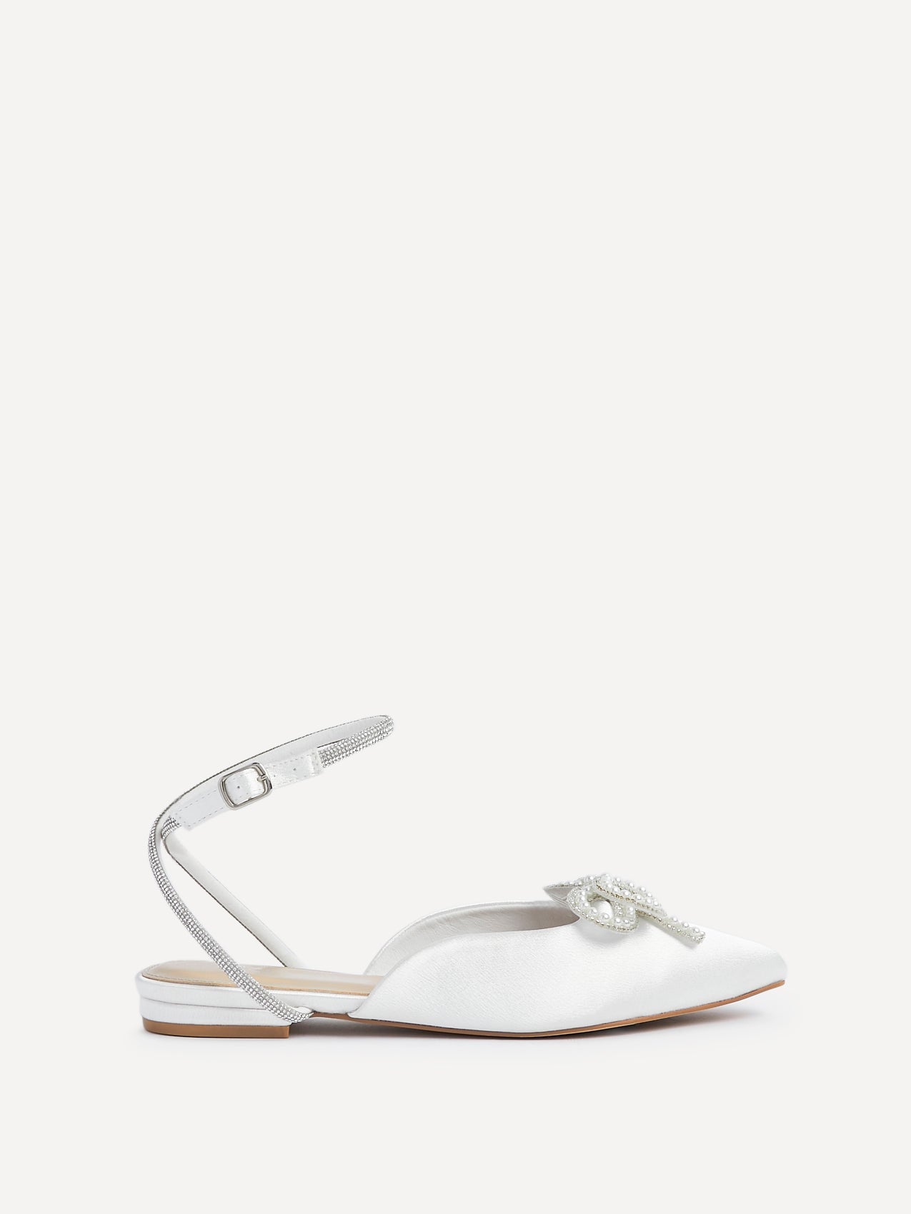 Lalita Bridal Ivory Satin Flat Mules