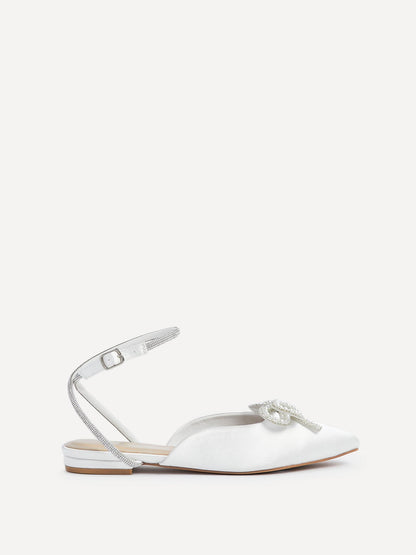 Lalita Bridal Ivory Satin Flat Mules