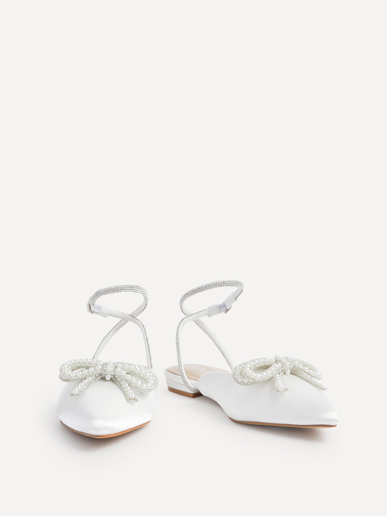 Lalita Bridal Ivory Satin Flat Mules