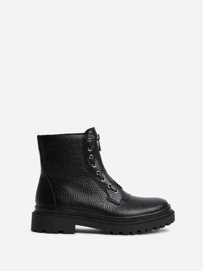Launch Black Zip-Up Military Boots