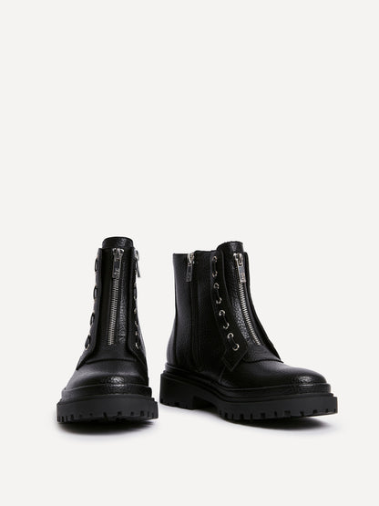 Launch Black Zip-Up Military Boots