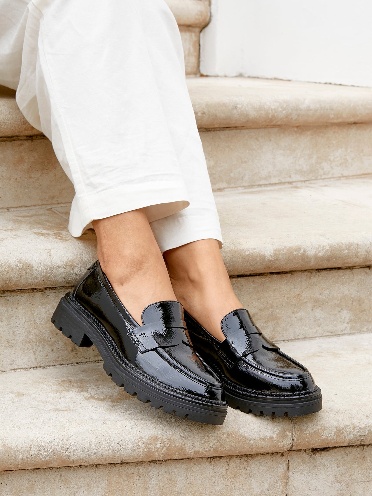 Lesson Black Patent Chunky Loafers