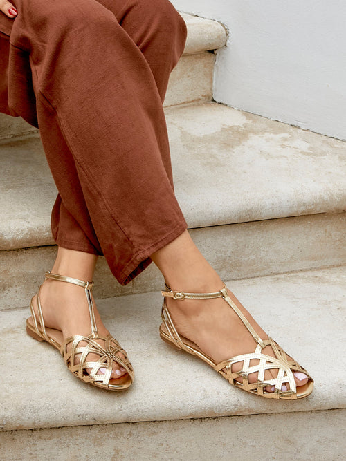 Santi Gold Caged Flat Sandals