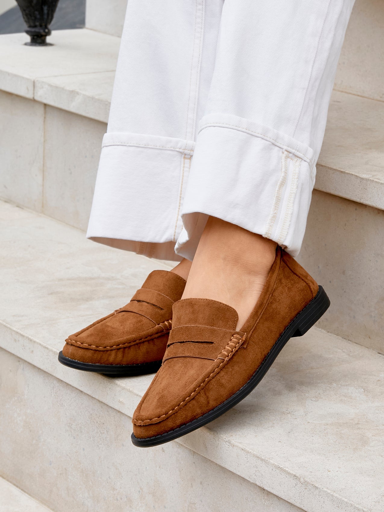 Precise Tan Faux Suede Loafers