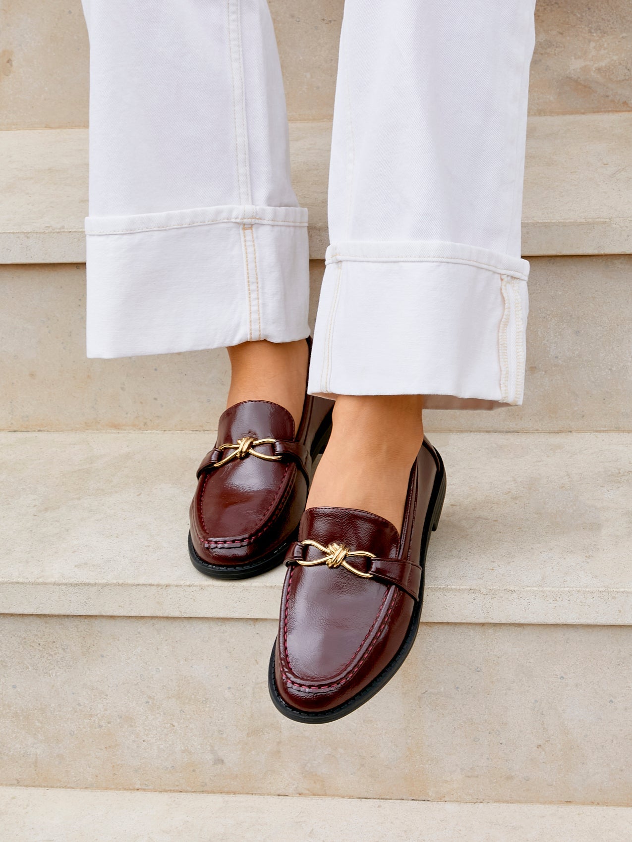 Affluent Burgundy Faux Leather Loafers