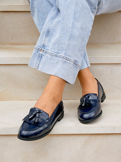 Rosemary Navy Faux Leather Loafers