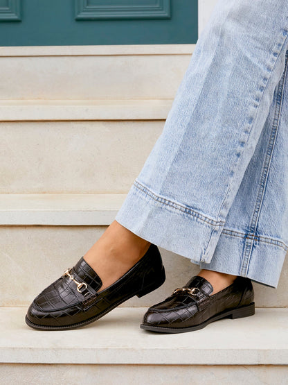 Maison Brown Faux Croc Patent Leather Loafers