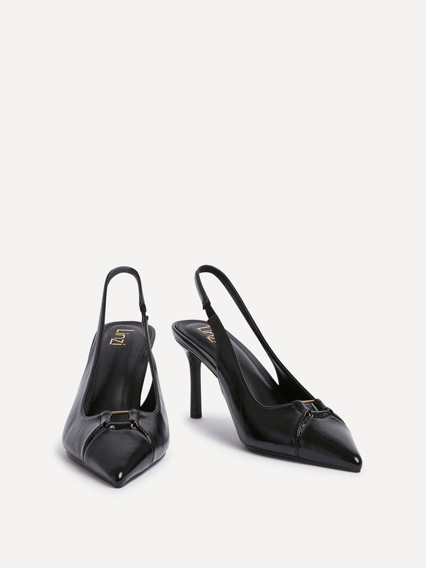 Lowrie Black Faux Leather Court Heels