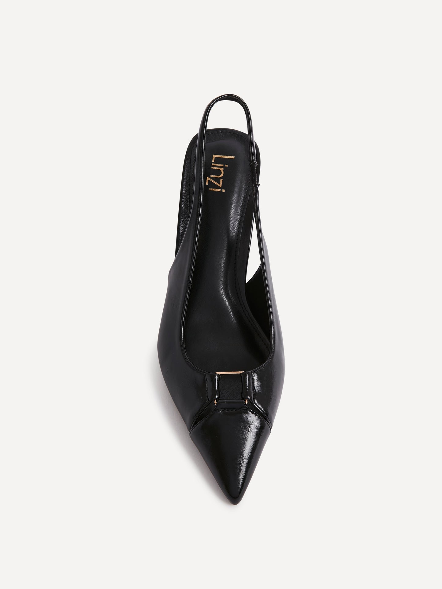 Lowrie Black Faux Leather Court Heels