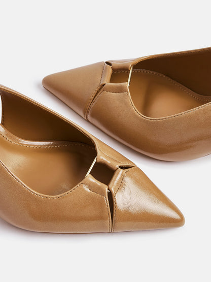 Lowrie Camel Faux Leather Court Heels