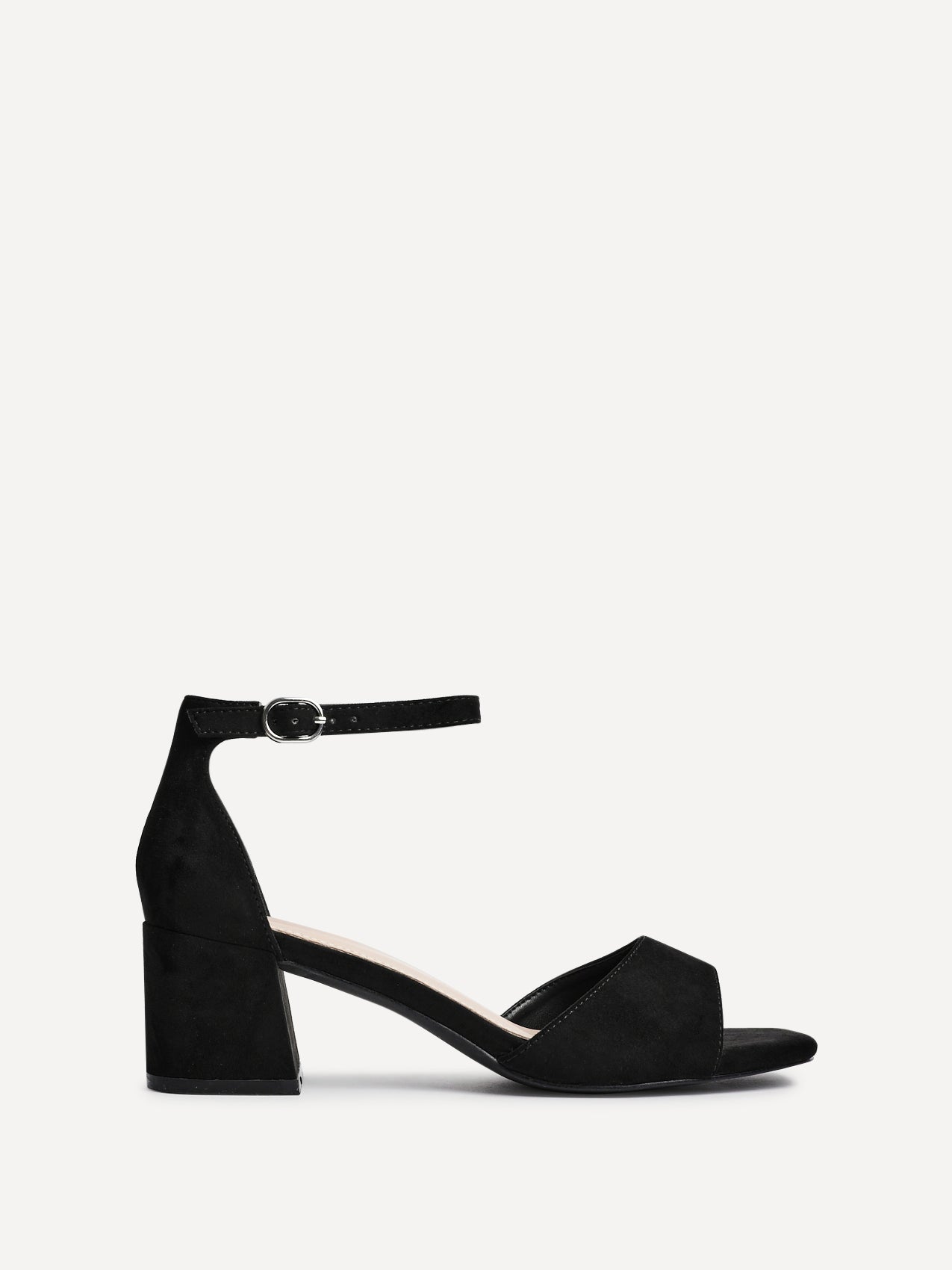 Maddie Black Faux Suede Block Heels