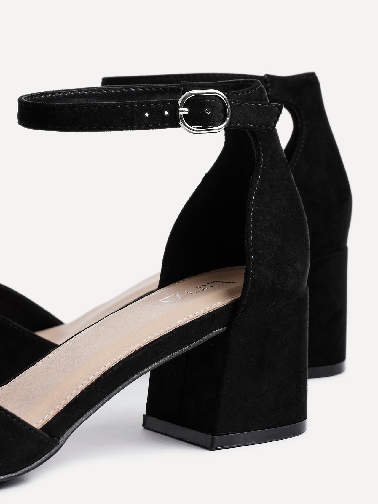 Maddie Black Faux Suede Block Heels
