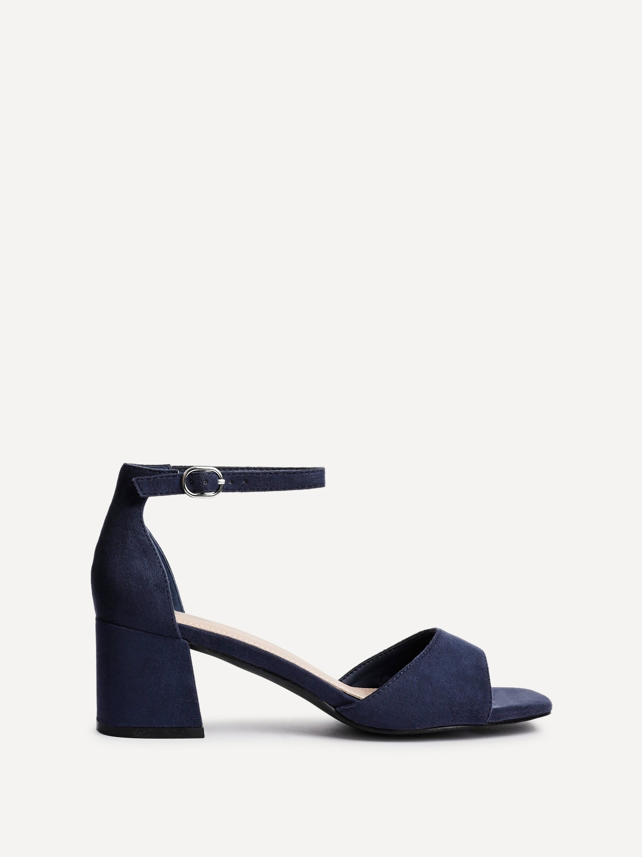 Maddie Navy Faux Suede Block Heels