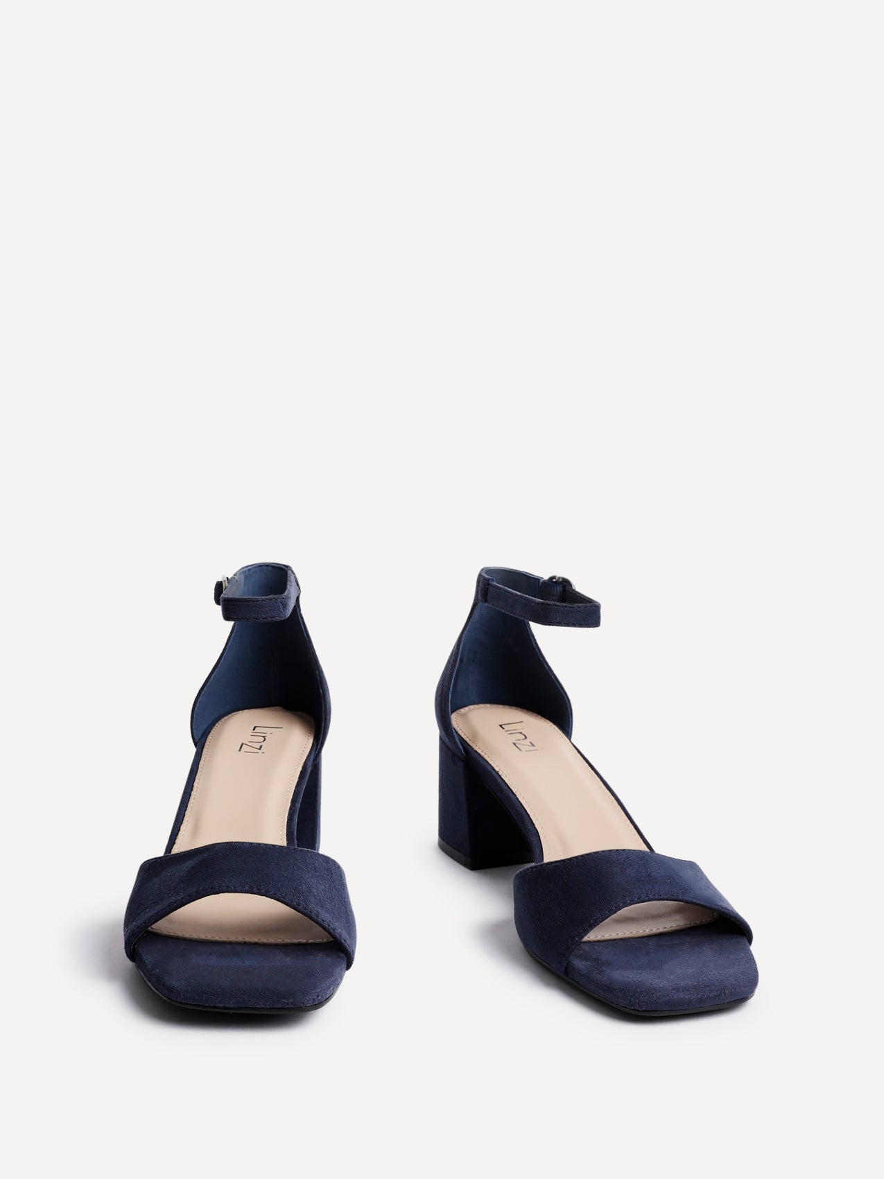 Maddie Navy Faux Suede Block Heels