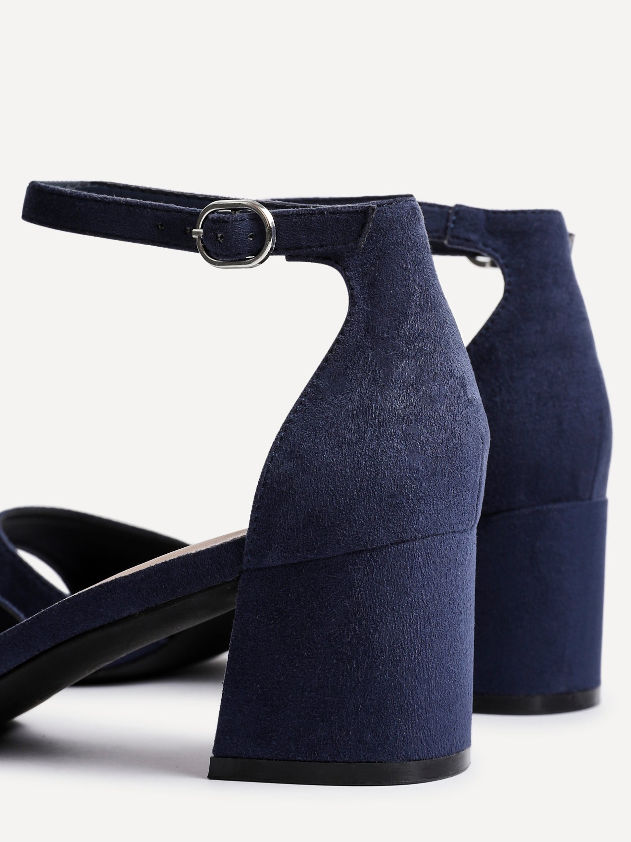 Maddie Navy Faux Suede Block Heels