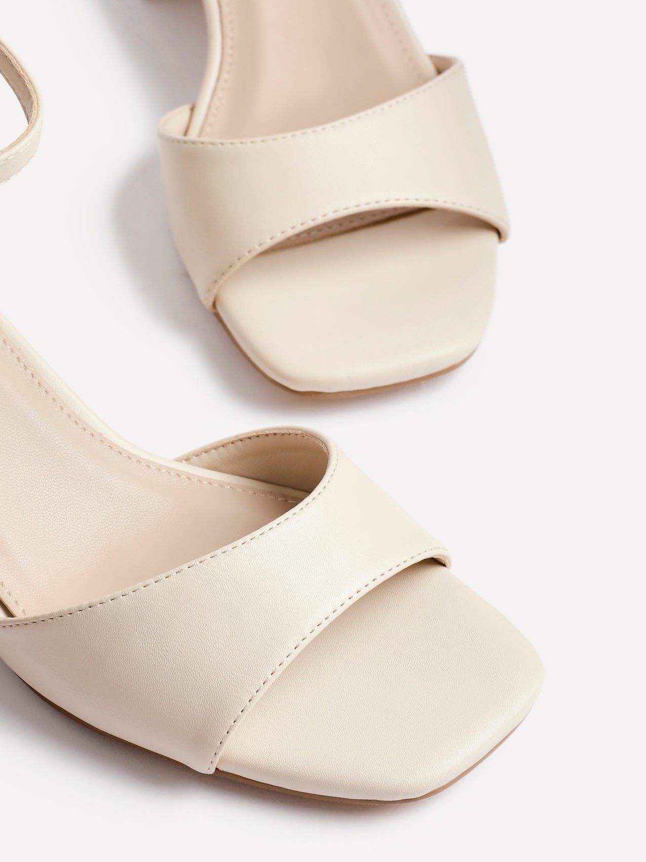 Maddie Nude Faux Leather Block Heels