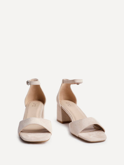 Maddie Nude Faux Suede Block Heels