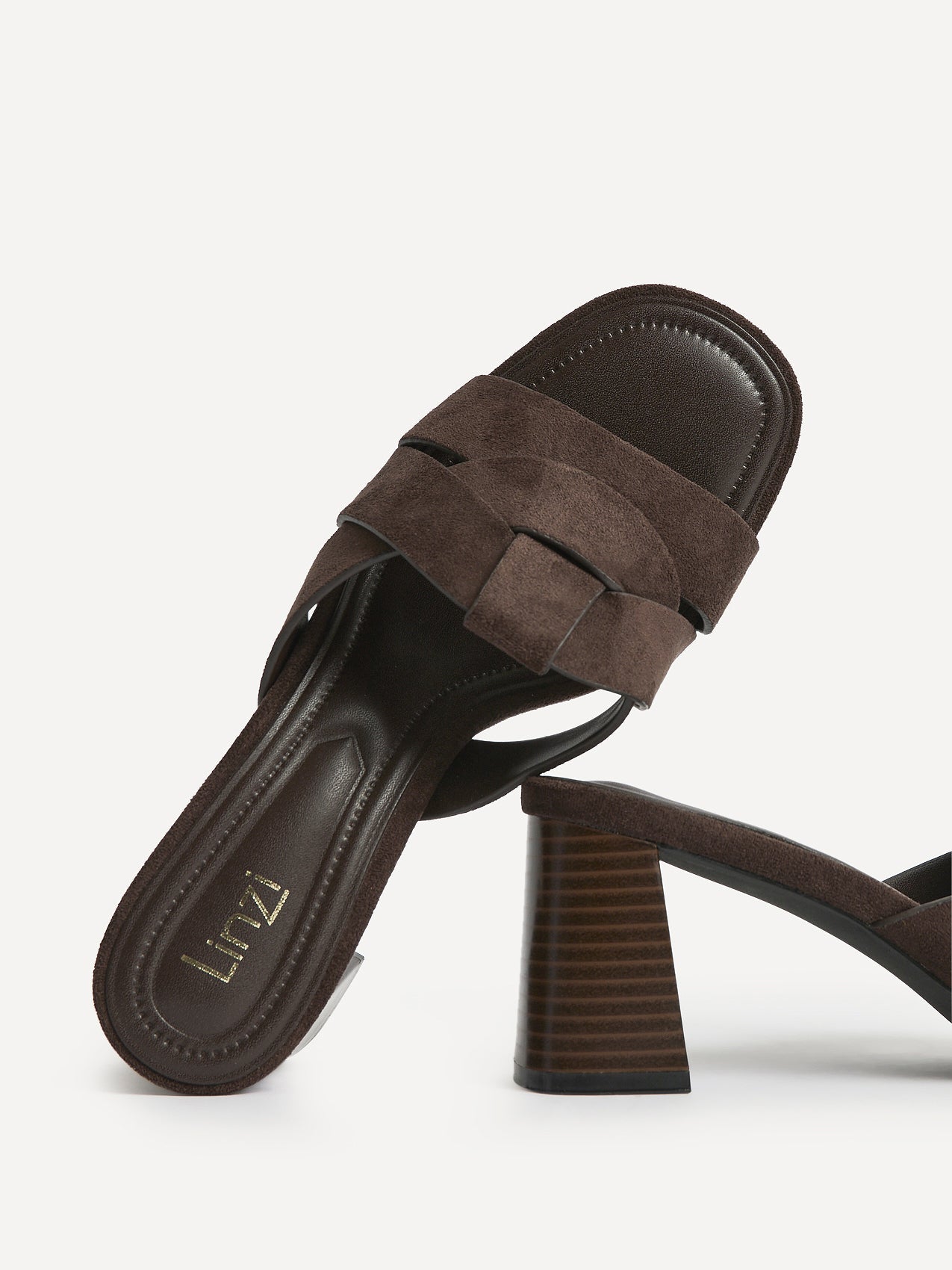 Madrid Brown Faux Suede Mule Heels