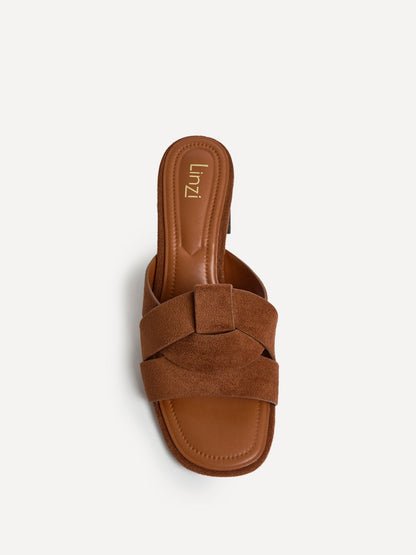 Madrid Tan Faux Suede Mule Heels